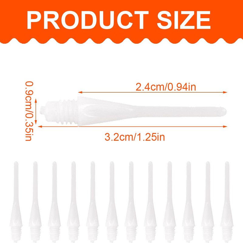 LQIOACU Pack of 60 White Plastic Dart Tips, Soft Dart