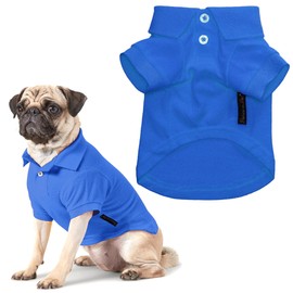 Parisian Pet Dog Polo Shirts - Breathable Dog Cotton Shirt - Solid Blue Color, Summer Pullover Dog Clothes - Button Up Collar Dog Polo Shirt for Large Dogs XL