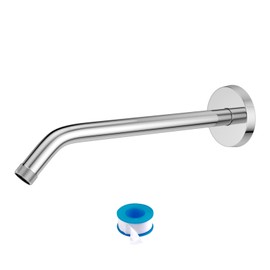 Lordear Shower Arm 8 Inch Polished Chrome T304 Stainless Steel Shower Head Extension Arm, Long Shower Extender Arm with Flange, Chrome Shower Head Pipe