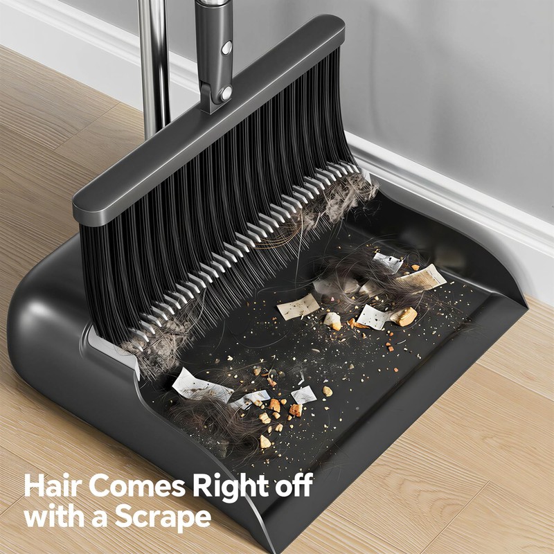 Spreezy Broom with Dustpan Combo Set, 52" Long Handle Standing