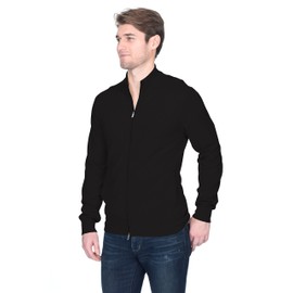 State Fusio Men's Full Zip Up Cardigan Cashmere Merino Wool Mock Neck Long Sleeve Sweater (X-Large, Black)