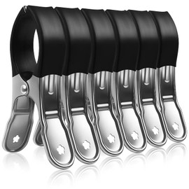 Pack of 6 Towel Clips, Clothes Pegs, Large for Beach Loungers and Outdoors, Sturdy Metal Clips for Towels and Thick Clothes, Black
