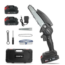 Mini Chainsaw - Brushless Motor 1000W, Electric Chainsaw Cordless with Auto Oiler-System, 3000mAh Battery, Knob Instantly Adjusts Chain Tightness, Small Chainsaw for Cut Wood, Tree Trimming:_2 Batteries