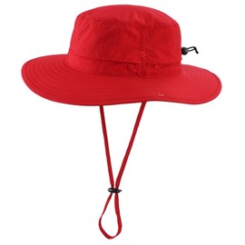 Connectyle Summer Sun Hat for Men Women UV Protection Safari Hat for Fishing Hiking Outdoor Cowboy Bucket Hat UPF 50+ Red