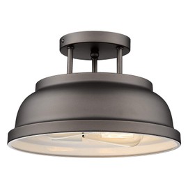 zeyu Farmhouse Semi-Flush Mount Ceiling Light - 2-Light 12 Inch Ceiling Light Fixture for Bedroom Kitchen Hallway, Oil Rubbed Bronze Finish, ZY29-F ORB