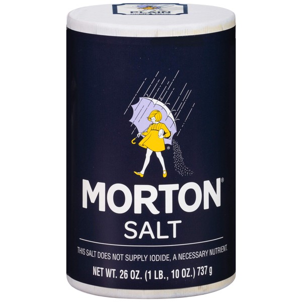 Morton Table Salt, Non-Iodized, 26 Ounce Canister (Pack of 24)