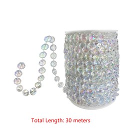 CENZICOM 30 Meters Crystal Beads Garland Strand, Iridescent Clear Acrylic Diamond Beads String Roll for Crafts, Beaded Curtains, Wedding Party Decorations, Christmas Tree Ornaments