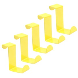 Auvotuis 5Pcs Yellow Z-Shaped Over The Door Hooks, Stainless Steel, Fits 3/4" & 1-1/2" Door Widths, Reversible, Rust Resistant