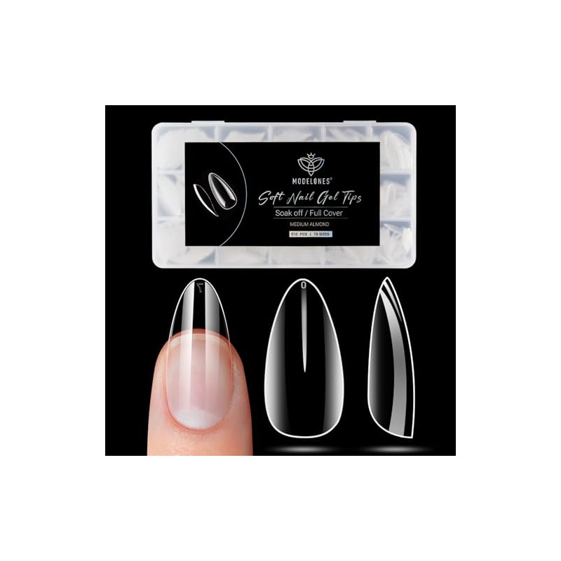 Modelones Nail Tips, Pre-shaped Full Cover Fake Nails Soft Gel