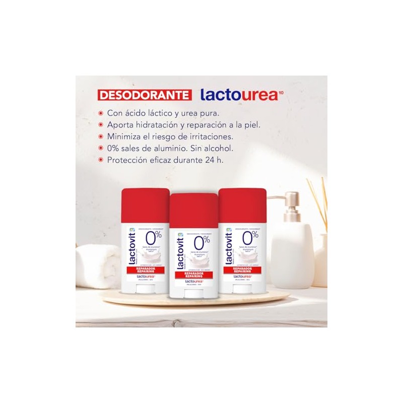 Lactovit Lactourea Desodorante en Barra, reparador piel seca extra seca,