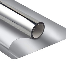 WPCTEV One Way Window Film Daytime Privacy Static Cling Self Adhesive House Film Glass Window Tint Heat Control Mirror Film for Home and Office Silver 6 Mil 17.5 Inch x 6.5 Feet