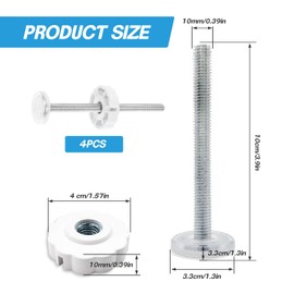 4 Pack Pressure Gates Threaded Spindle Rods M10 (100 mm), Extension Fittings with No Drill Installation, Baby Gates Accessory Screw Bolts Kit Fit for Baby Safety Gates Pet Dog Gate Stair Gates(White)