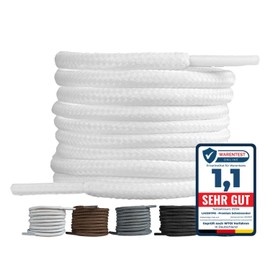 LaceHype 2 Pairs - Premium Round Shoelaces (Diameter 4 mm) for Work Shoes, Boots, Outdoor Shoes and Sports Shoes, Tear-Resistant Shoelaces, Replacement Shoelaces Made of Polyester (White, 90)
