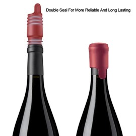 SisBroo Silicone Wine Stopper Reusable Wine Bottle Stopper, 8Pcs Champagne Stoppers for Bottles, Food Grade Rubber Wine Stoppers for Wine Bottles (Red)