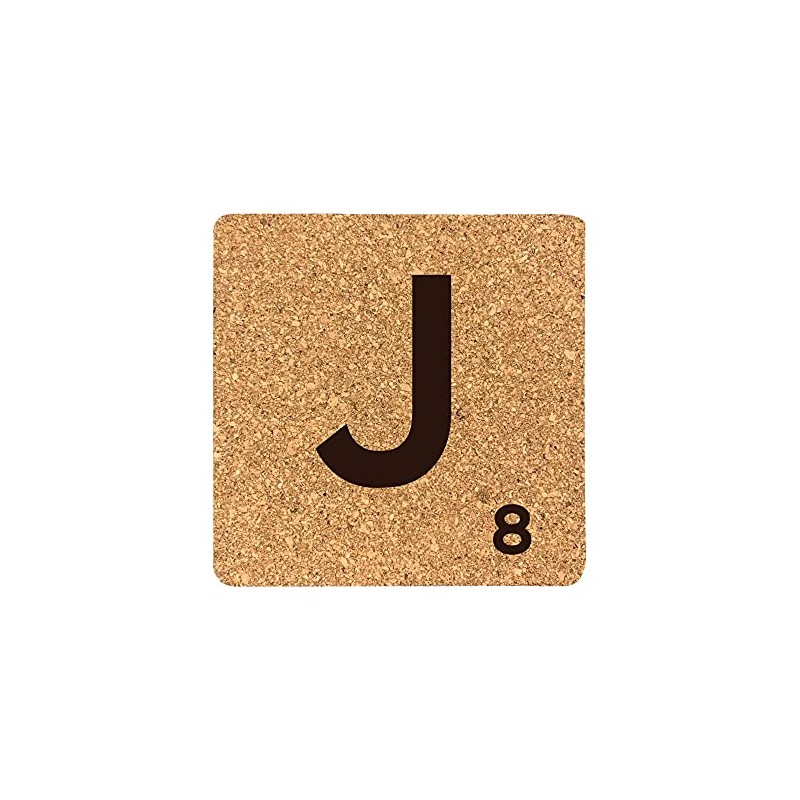eBuyGB Scrabble Drinks Coasters, Square Cork Coaster, Individual Alphabet Letters,