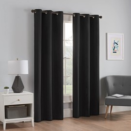 ECLIPSE Cortina de Ventana Opaca de Microfibra con Ojales térmicos para Dormitorio (1 Panel), 42 x 95 Pulgadas, Color Negro