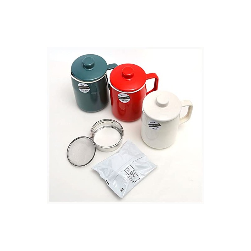 富士ホーロー 活性炭カートリッジでしっかり濾せる オイルポット 0.8L 活性炭 カートリッジ付 フィルトプラス レッド OPF-0.8L.R