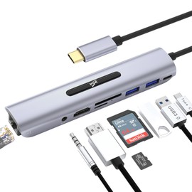 8 Port in 1 USB C Hub Type C Hub with Ethernet Port,4K USB C to 4K, USB 3.0/2.0 Ports,SD/TF Card Reader,100W Power Delivery,3.5mm Audio Jack,for Windows,Mac OS, Surface Pro,More USB-C Laptops