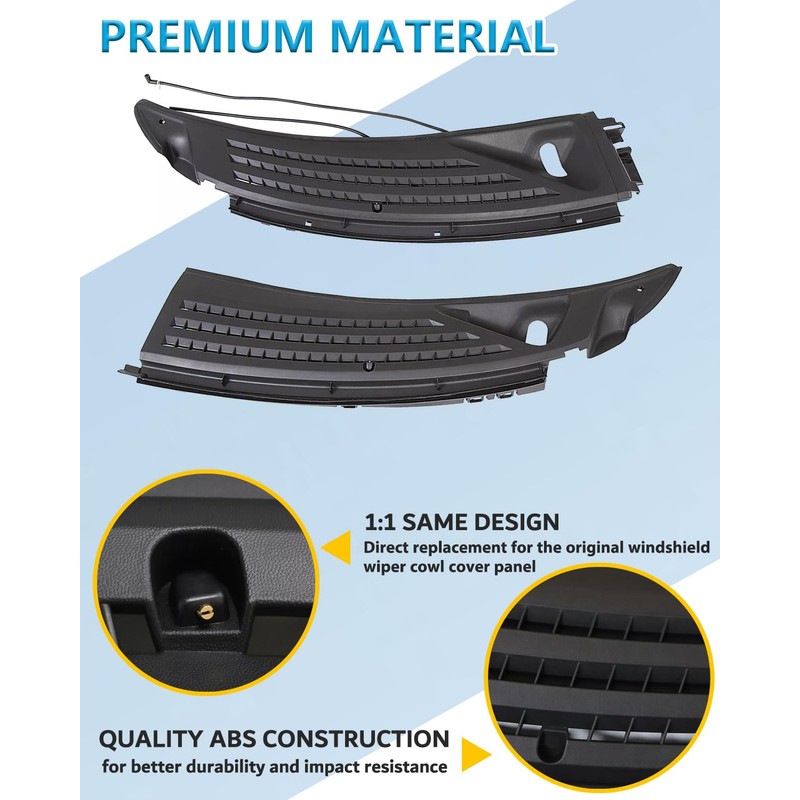 Windshield Wiper Cowl Cover Panel w/Seals Compatible with Ford F150