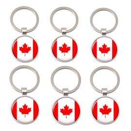 Canadian Maple Leaves Keychain Souvenir - Canada Flag Temper Glass Keychain Keyring for Women Man Students Travels (6)