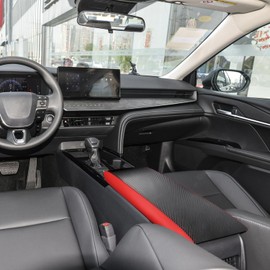 YOFAMO for Toyota Camry 2025 Car Armrest Cover Waterproof Center Console Pad Covers Scratch Resistance Box Cover Leather Protector Pad Decoration Accessories(Carbon Fiber + Red)