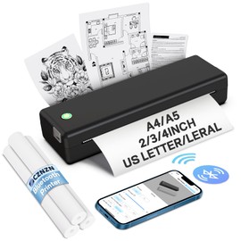 CZNZN Inkless Portable Printer for Travel Home - Wireless Thermal Printers Bluetooth Compatible with Phone & Laptop & Pad, Bluetooth Small Printer Supports 8.5" X 11" Letter, A4 A5 Thermal Paper