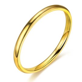 Es'Nook 2mm Stainless Steel Titanium Steel Fake Wedding Gold Silver Rings Bands For Women Men Simple Dome Stackable Rings Size 6-11(Gold,11)