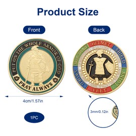 Armor of God Coins, Challenge Coins Custom Set, Full Armor of God Religious Tokens for Christian Bible Study and Military Gifts