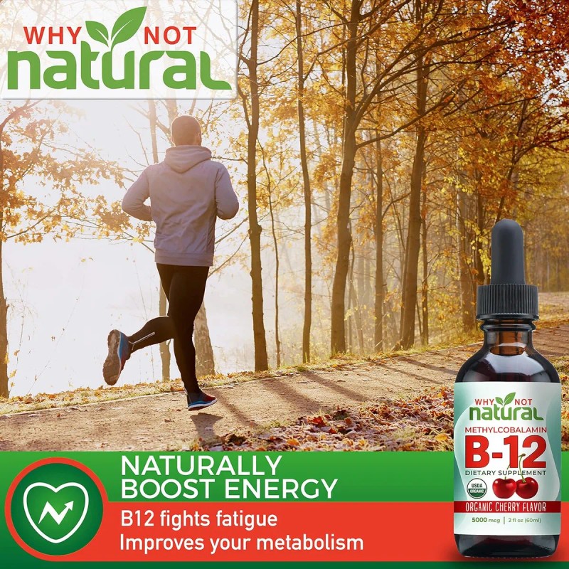Vitamina B12 Sublingual 5000mcg Why Not Natural Cereza Orgánica 60mL