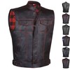 SOA Men's Premium Leather Motorcycle Vest with Biker Club Concealed