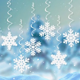 ALLY-MAGIC White Snowflake Swirls Hanging Ceiling Decorations, Paper Snowflake Christmas Tree Winter Holiday New Year Birthdays Party Wedding Accessories Y6-LXXHGJ