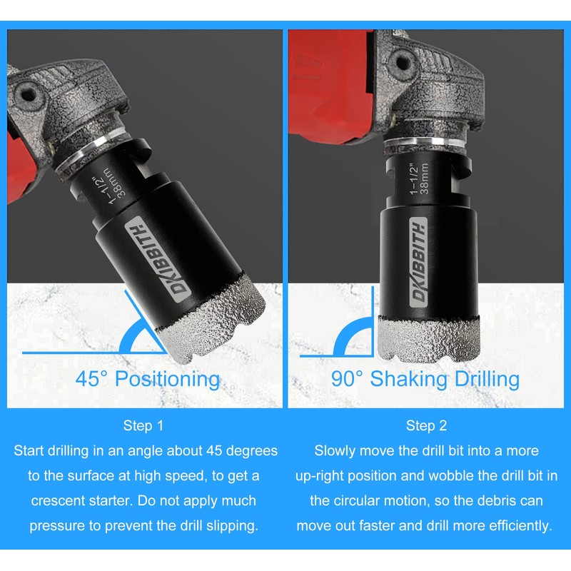 Dry Diamond Core Drill Bits 1-1/2 Inch Tile Hole Saws