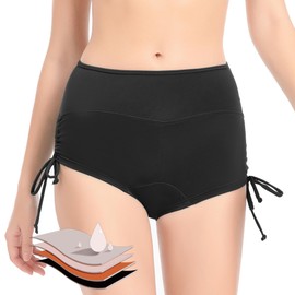 Mordlanka Period Swimwear Bottoms Swim Shorts with Adjustable Tie for Teens Women Black