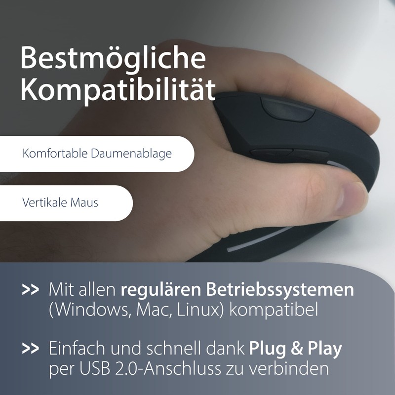 MediaRange ergonomische 6-Tasten Maus mit optischem Sensor für Rechtshänder, kabelgebunden,