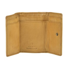 Bear Design Leather Mini Wallet 10 x 7.5 cm Ochre Yellow, yellow