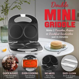 SugarWhisk Double Mini Pancakes Maker Machine Arepa Maker Electric Pancake Maker Griddle