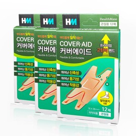 Cover-AID Joint Bandages for Heels & Elbows – 36 Count (3 Packs of 12) | Flexible PU Fabric, Non-Stick Pad, Breathable | Soft Adhesive for Active Areas