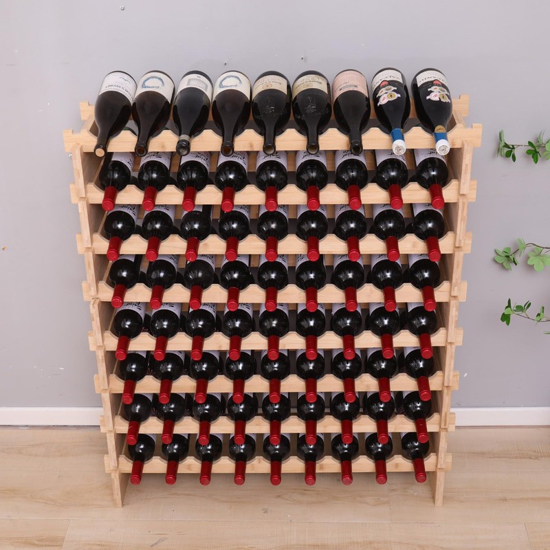 FDHUIJIA 72 Bottle Stackable Storage Modular Wine Rack Cabinet Bamboo
