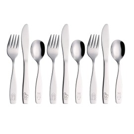 ANNOVA Kids Silverware Children's Safe Flatware Set Stainless Steel - Children Forks, Children Tablespoons, Toddler Utensils, Metal Cutlery Set for LunchBox (Stainless Steel, 9)