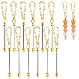 Framendino, 12 Pack Beadable Cup Charm Blank Chains Beaded Decorate Bar Accessories for Tumblers Gold