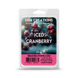 Iced Cranberry - Scented All Natural Soy Wax Melts - 6 Cube Clamshell 3.2oz Highly Scented Non Toxic Clean Burning Aromatherapy