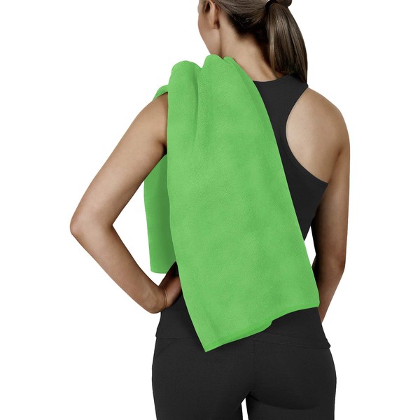 Corner4Shop Gym Fitness Sports Yoga Camping 100% Cotton Terry Towel Ultra Soft (Lime Green - 6 Pack)