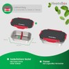 Faitron Innenschalen 2er-Set, Auslaufsichere Edelstahl-Schalen mit Trennsteg und Transportdeckel, Hitzebeständig