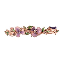 Flower Hair Barrettes for Women, SHE'S FREE STYLE JUST FOR YOU Original Handmade Enamel Iris Flower Hair Barrette, Dual-Layer Detachable Spring Clip, Durable Alloy hair clips barrettes (Purple)