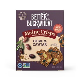 Maine Crisp Olive & Za'atar Crisps, 4 Pack, Gluten Free Crackers - Grain Free, Non-Gmo - Sweet & Savory Flavor, for Cheese board, Salad topping & Jams