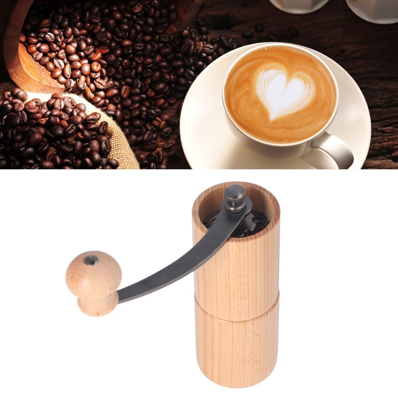 Manual Coffee Grinder Adjustable Detachable Beech Wood Stainless Steel Core