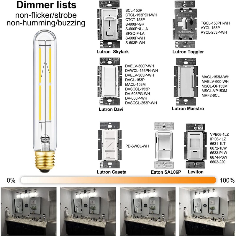 Leools Dimmable E26 Edison Bulb 8W Equal 75 watt Light