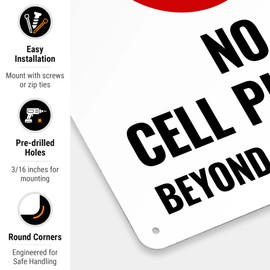 Notice No Cell Phones Beyond This Point Sign, 10x14 Inches, 55 mil Thick HDPS (high Density polystyrene), Made in USA by Sigo Signs