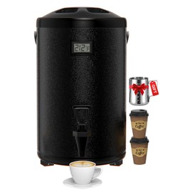 Insulated Beverage Dispenser 2.2 Gallon - Thermal Hot Beverage Dispenser, Hot and Cold Drink Dispenser with Spigot for Hot Water Coffee Chocolate Tea Cold Milk Cocoa, Black (Non-electric)