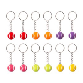 Rebanky Pack of 12 Tennis Ball Key Rings Tennis Head Key Rings Metal with Tennis Sports Ball Key Ring Pendant for Male and Female (6 Colours)
